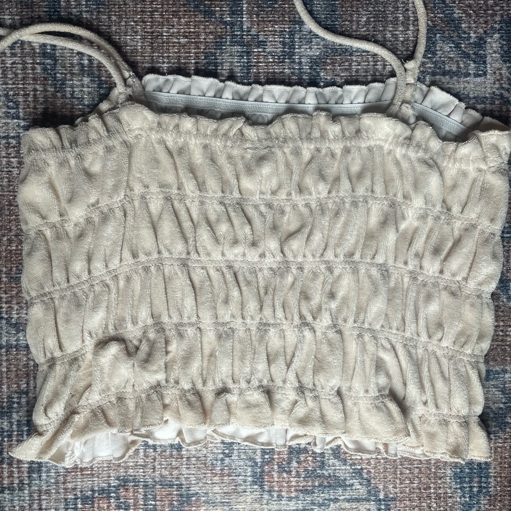 Cream Ruched Tube Top